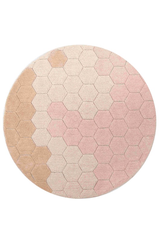 dywany Dywan bawełnainy okrągły Ø 140, Round Honeycomb Rose, Lorena Canals