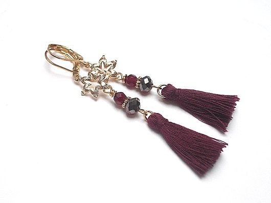 BOHO -flower burgund -  kolczyki KiKa pracownia