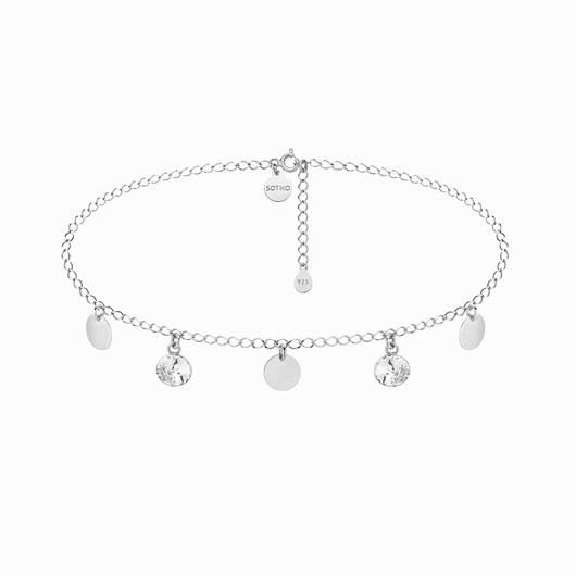 Srebrny choker z blaszkami i kryształami SOTHO