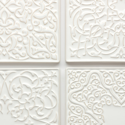 kafle i panele Kafle XL cztery ornamenty białe