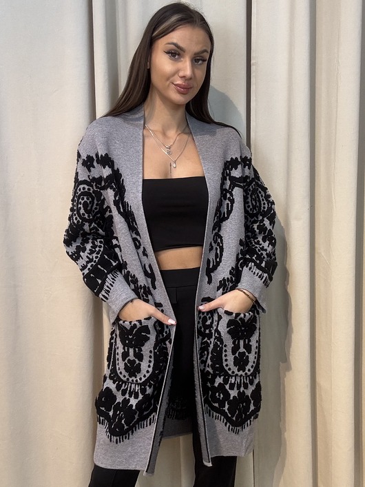kardigany damskie Wiskozowy kardigan Grigio
