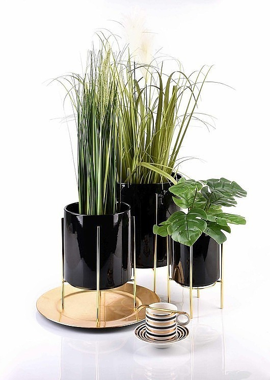 Kwietnik Metalowy Osłonka Czarna 23.5 cm MIA home