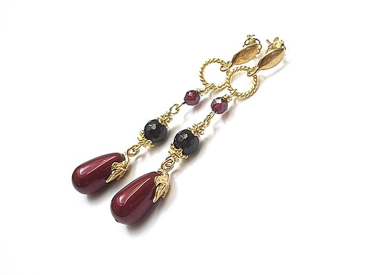  Burgund and gold - kolczyki Katia i krokodyl