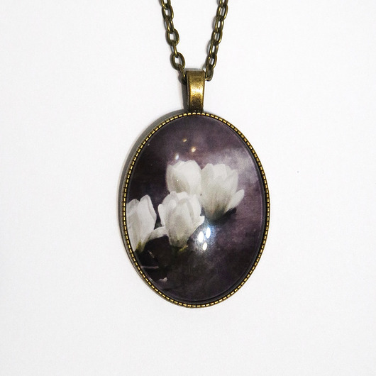 wisiory Medalion kamea - Magnolia - owalny, antyczny