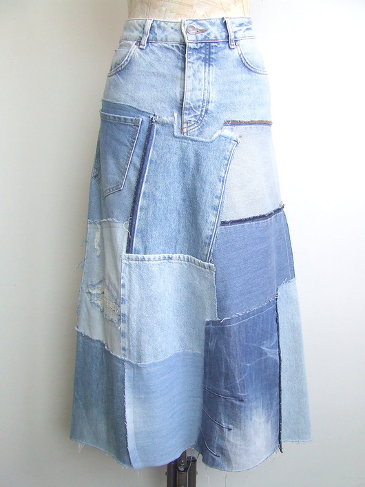 spódnice maxi Patchworkowa spódnica jeans r.38