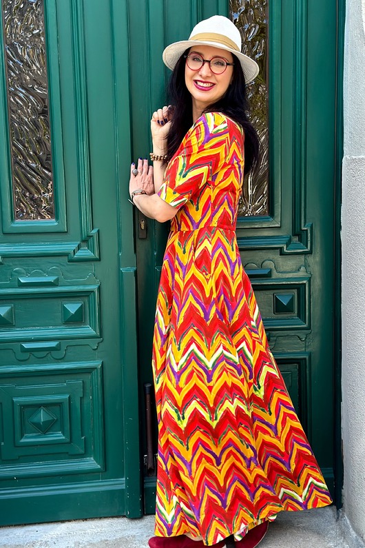 sukienki maxi damskie Sukienka Fiorentina  ORANGE WAVES