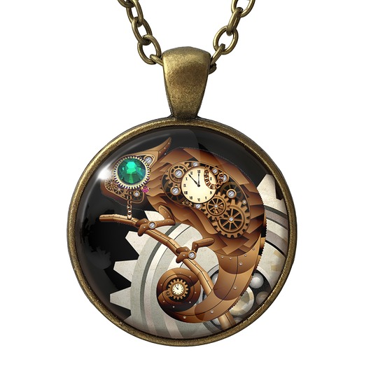 Medalion Kameleon w stylu steampunk - 0574 EGGinEGG