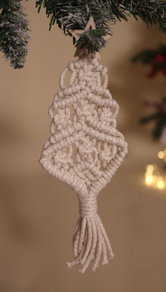 dekoracje świąteczne Ozdoba Bożonarodzeniowa - makramowa choinka