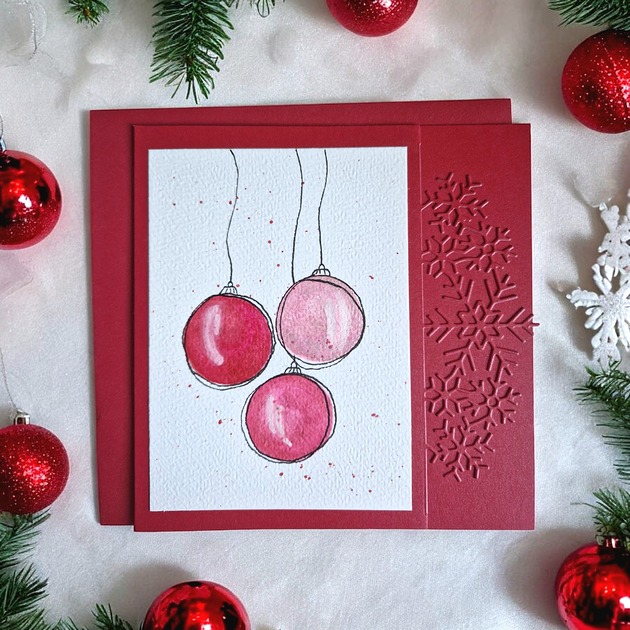 grafiki i ilustracje Kartka świąteczna na Boże Narodzenie ręcznie malowana