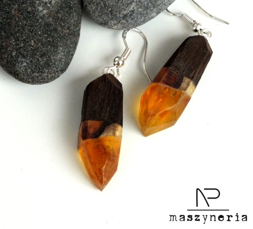 Wood&Amber Kolczyki Geometryczne Maszyneria