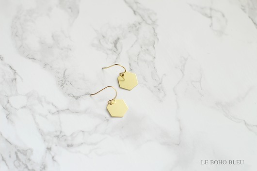 Small Hexagon Earrings Le Boho Bleu