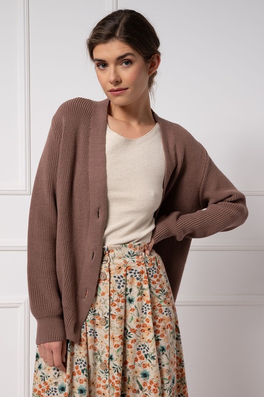 kardigany damskie Kardigan z domieszką kaszmiru, MILK CHOCOLATE BROWN