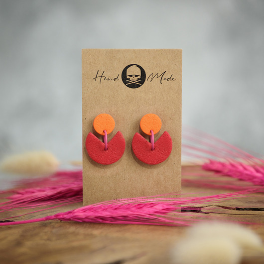 kolczyki z masy plastycznej Kolczyki Hanna - czerwono-pomarańczowe