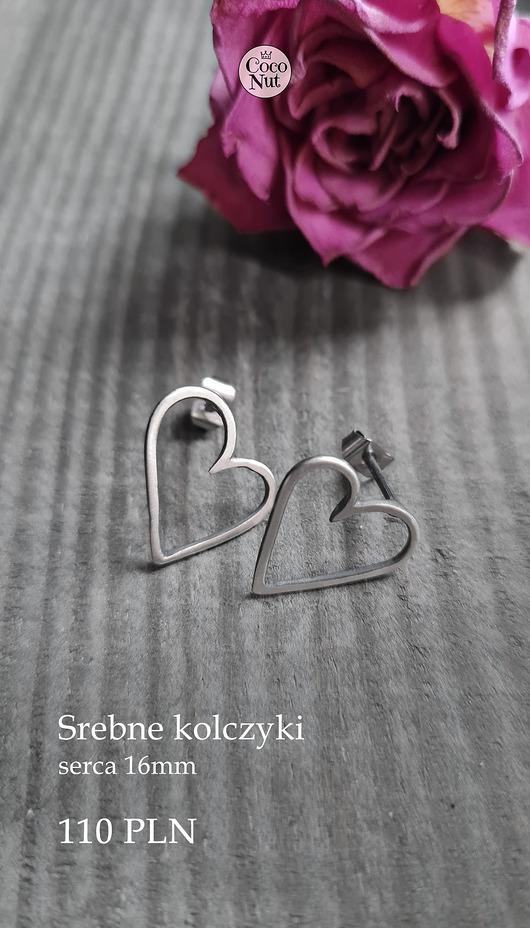 kolczyki srebrne LOVE Kolczyki srebro 925 lekkie sztyfty