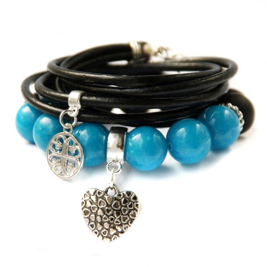 KOMPLET bransoletek TURQUOISE & BLACK I kaktusia