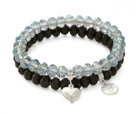 Black & shiny mint crystals with pendants. Lavoga