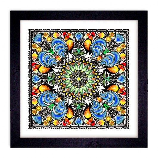 KOGUTY España, ole! (Framed Papercut Artwork) na ludowo