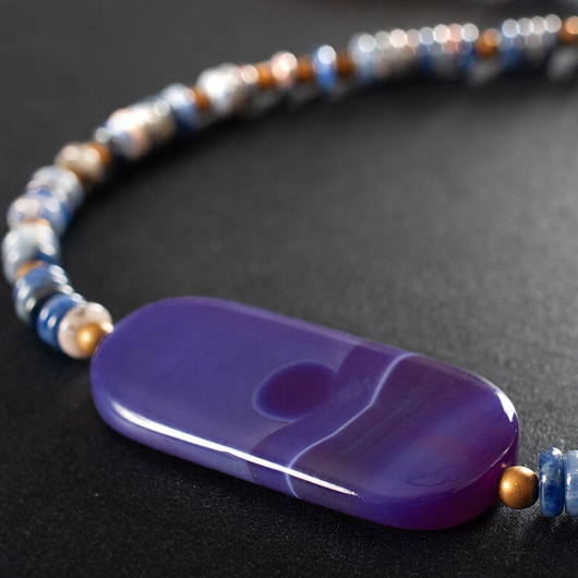 kolie Naszyjnik z agatem, sodalitem i hematytem. [SN16]