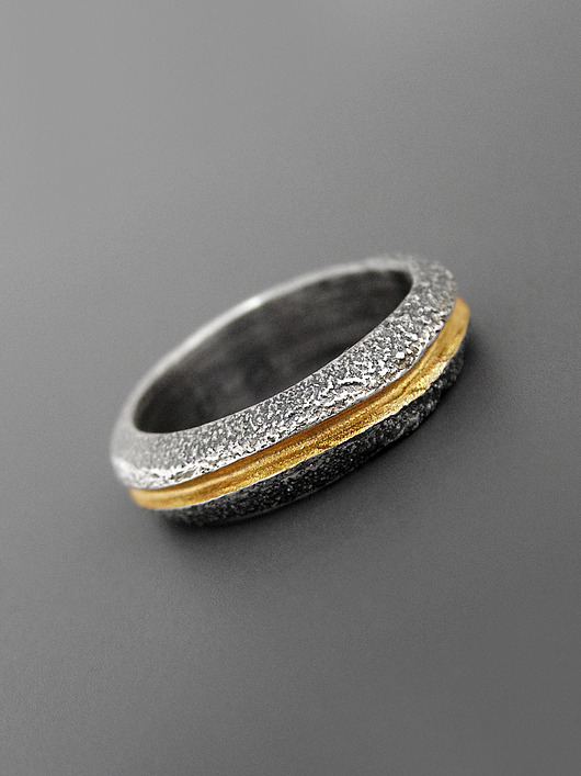 obrączki Obrączka, Surowe Srebro Pozłacane