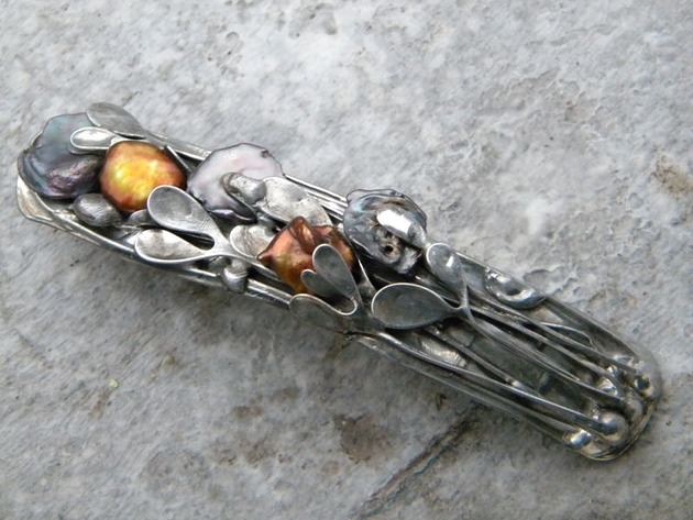 szuwary -  perły -  klamra do włosów Beata Trotter