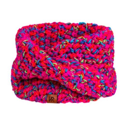 szale damskie Komin szal ręcznie dziany KRAFF '8 NEON handmade