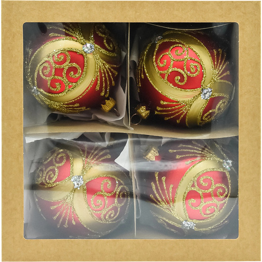 bombki ZESTAW 4 szt.: Bombki okrągłe czerwono-złote