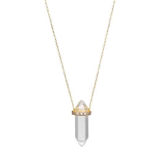 złote naszyjniki Naszyjnik kryształ górski- srebro 925 pozłacane