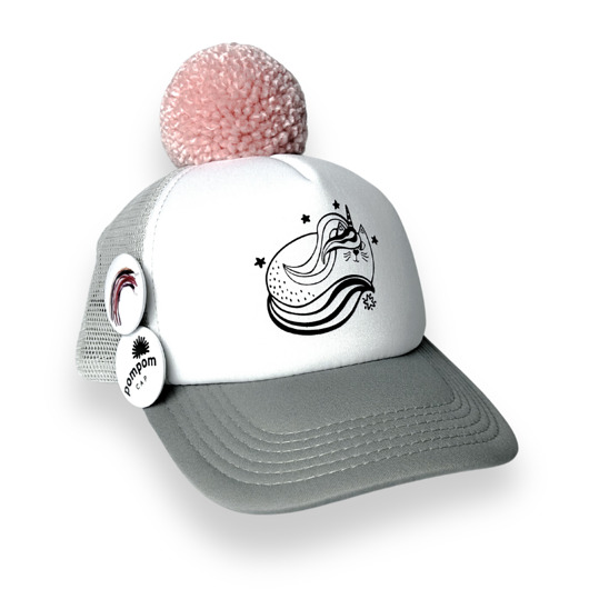 czapki dziecięce Szara czapka z daszkiem Pom Pom Cap Kotorożec