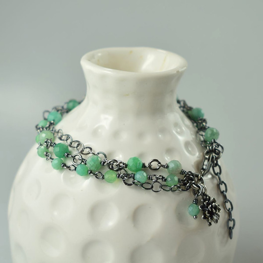 bransoletki z kamieni naturalnych Szmaragd w srebrze - bransoletka