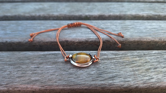 bransoletki wire wrapping Tygrysie oko - bransoletka sznurkowa