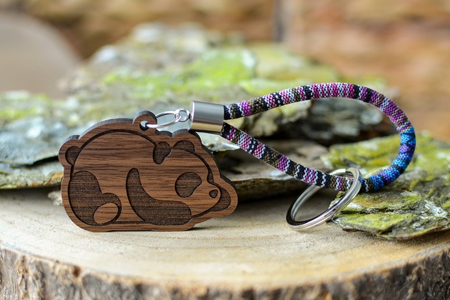 breloki Brelok  do kluczy BOHO PANDA Z DREWNA ORZECH ETNUM