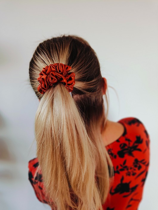 gumki do włosów Gumka jedwabna, scrunchie, frotka copper sunset MIDI