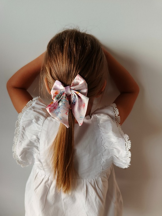 dziewczynka - inne Gumka jedwabna z kokardą MINI scrunchie spring flowers