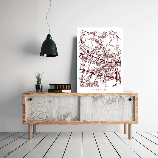KATOWICE - B2 - MAPA MIASTA, KOLORY PLAKATY GEOMETRYCZNE