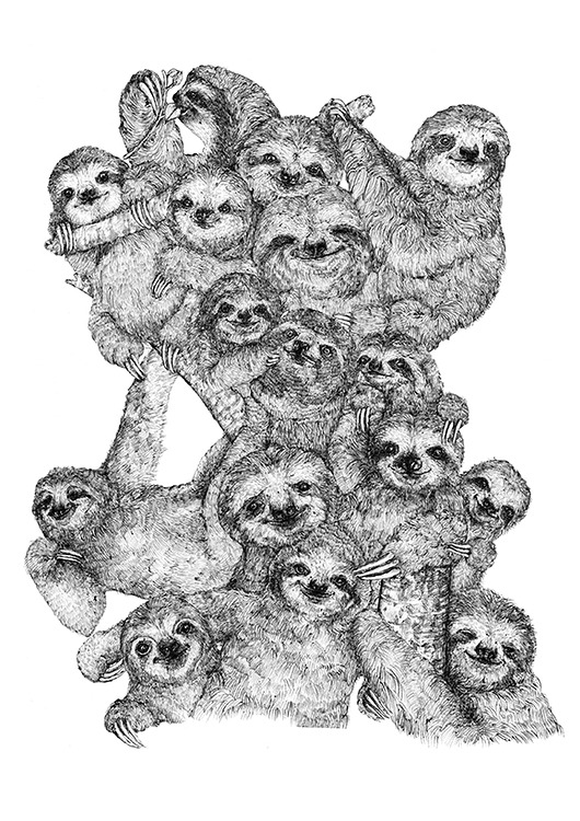 grafiki i ilustracje Rodzina Leniwców- grafika- ilustracja