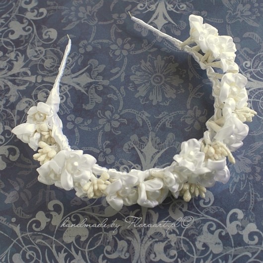 WHITE SATIN opaska na włosy FloraArt