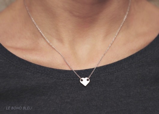 Sterling Silver Heart Necklace Le Boho Bleu