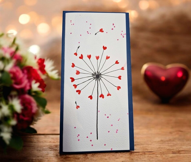 kartki scrapbooking Kartka okolicznościowa na Walentynki ręcznie malowana akwarelami