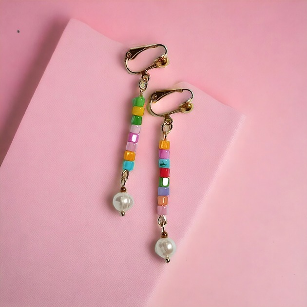 klipsy Klipsy długie : summer collection  : muszla i perły