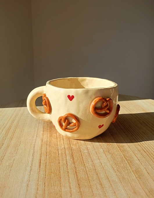 kubki Ceramiczny ręcznie robiony kubek w precelki