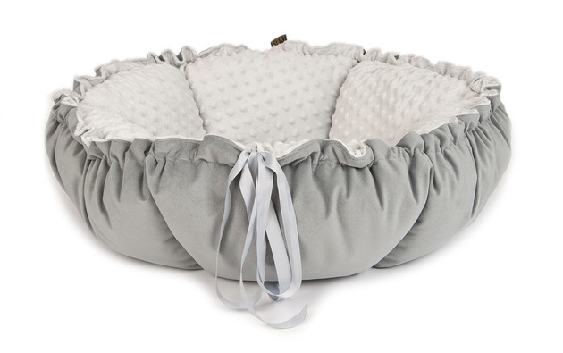 Legowisko DAISY 65cm velvet - szare minky LAUREN design