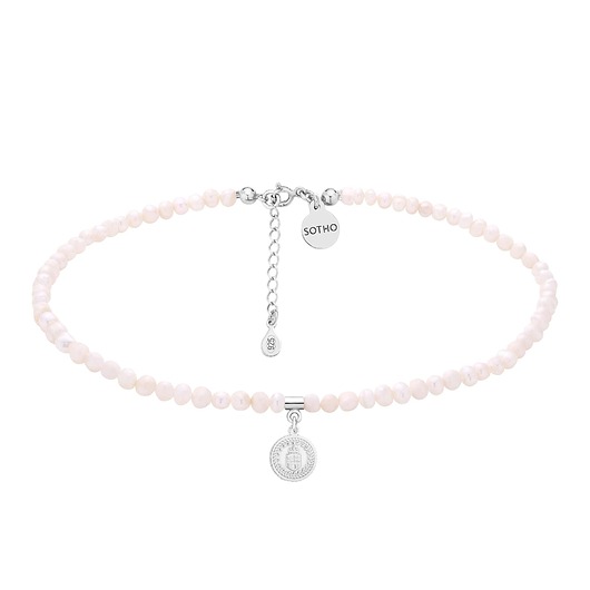 chokery Choker z pereł naturalnych ze srebrnym medalionem