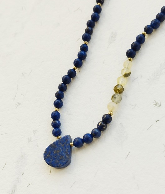 kolie Lapis lazuli i Cytryn Naszyjnik