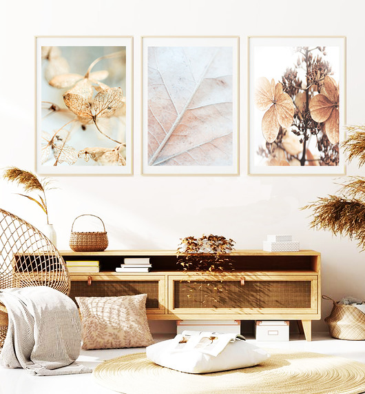 plakaty Zestaw 3 Plakatów Boho Hortensja