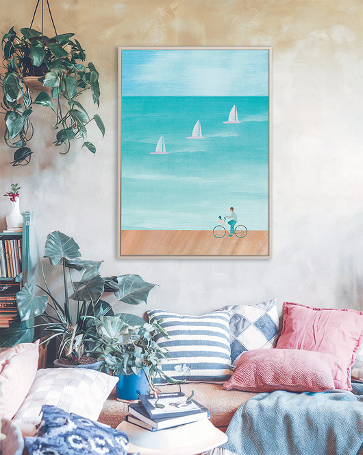 plakaty Nad morzem - rower i żagle - plakat fine art