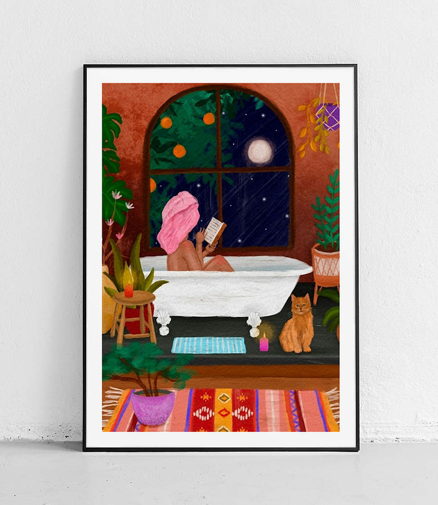 plakaty Plakat Relaks w Wieczornej Łazience