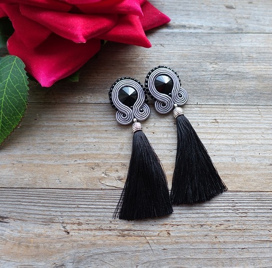 Gray and black- kolczyki soutache Mró Soutache