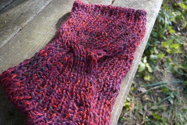 szale damskie Ręcznie dziergany bordowy komin, wełniany szal w odcieniach bordo