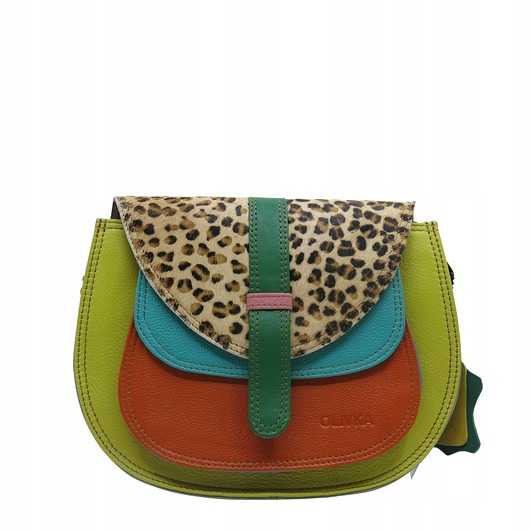 torby na ramię Torebka damska na ramię skórzana pojemna kolorowa ze skrawków eko OLIVKA