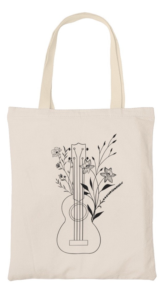 torby na zakupy Torba kwiaty rośliny line art gitara